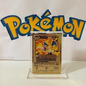 Pokémon Fan Art Card Celebrations:  Charizard 4/102 Metal Gold Rare